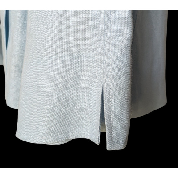Talbots Pure Irish Linen Light Blue Open Front Jacket New Small Slit Sleeve - Picture 6 of 6